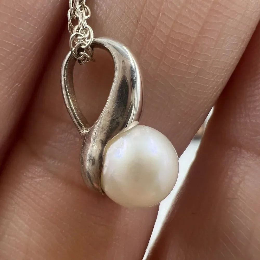 925 Sterling Cultured Pearl Pendant Necklace Sterling Chain And Pendant 18